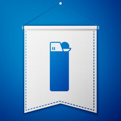 Sticker - Blue Lighter icon isolated on blue background. White pennant template. Vector