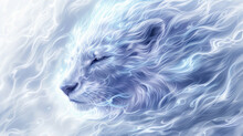 Portrait Of Lion Or Snow Leopard Made Of Smoke