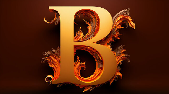 Train on the background of the city, 3d render of letter B, Ai generated image