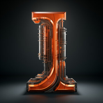 3d rendered illustration of a instrument, metal alphabet letter I, time is money concept, alphabet of printed circuit boards capital letter I, 3d render of a alphabet, 3d render of letter I, Ai 