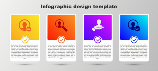 Poster - Set Create account screen, Magnifying glass for search, Hand people and . Business infographic template. Vector