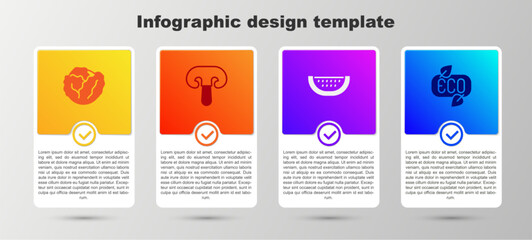 Poster - Set Cabbage, Mushroom, Watermelon and Leaf Eco symbol. Business infographic template. Vector