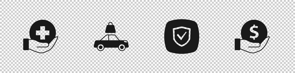 Wall Mural - Set Life insurance, Car, Shield and Money with shield icon. Vector
