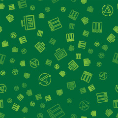 Poster - Set line Data analysis, Sales funnel with chart and Server on seamless pattern. Vector