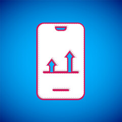 Sticker - White Online sports betting icon isolated on blue background. Sport bet bookmaker. Betting online make money. Vector