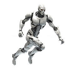 robot man running isolated on transparent background