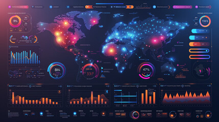 Wall Mural - Audio control panel, Informative and simple dashboard. Colorful infographics template for business and other projects background, Ai generated image