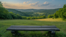 Bench In The Park, Picnic Area On The Hill In Central Bohemian Uplands, Ai Generated Image