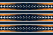 Traditional Ethnic Ikat Motif Fabric Pattern Geometric Style.African Ikat Embroidery Ethnic Oriental Pattern Blue Background Wallpaper. Abstract,vector,illustration.Texture,frame,decoration.