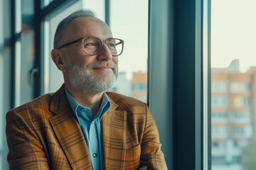 Wall Mural - Portrait of senior businessman at the office near the window