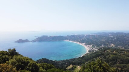 Canvas Print - Popular beaches of Corfu. Amazing view at Agios Georgios Pagon beach in Corfu island, Greece