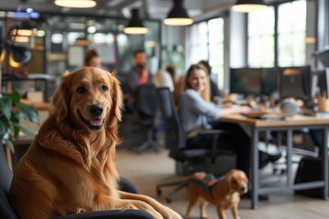 Wall Mural - A pet dog in a business environment