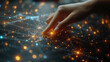 © PT - Woman's hand touching the introduction of artificial intelligence big data concept Digital neural network Cyberspace of the future Science and technological innovation