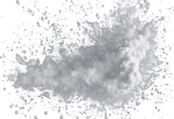 White powder isolated on black background top view with clipping path