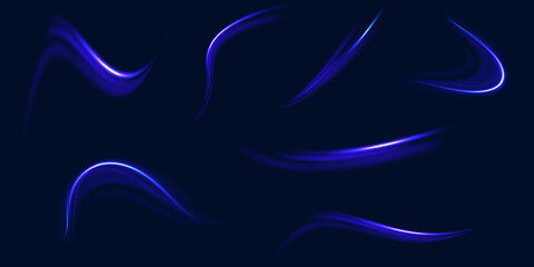 Poster - Big set of neon speeds in the form of a road of different light colors. Rotating dynamic neon circle. Colored shiny sparks of spiral wave. Expressway, the effect of car headlights