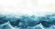 Abstract background with blue and white watercolor mountain, sea, ocean wave