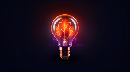 A bright idea illuminates the concept of innovation and creativity, symbolized by the glowing light bulb. This futuristic and modern design represents the energy of imagination and the potential for 