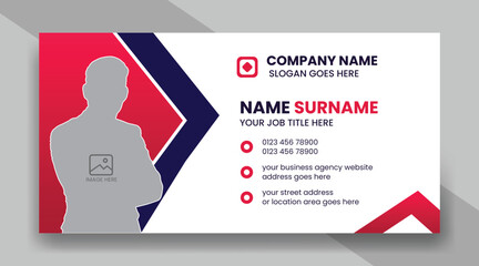 
Modern creative email signature template or email footer and business personal social media cover page design with photo place