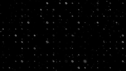 Poster - Template animation of evenly spaced cancer zodiac symbols of different sizes and opacity. Animation of transparency and size. Seamless looped 4k animation on black background with stars