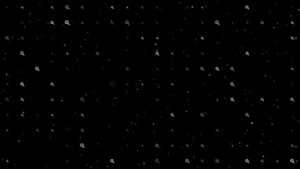 Poster - Template animation of evenly spaced zoom in symbols of different sizes and opacity. Animation of transparency and size. Seamless looped 4k animation on black background with stars