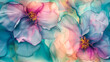 pastel floral elegance in alcohol ink with vibrant blue and pink tones, springy vibe 