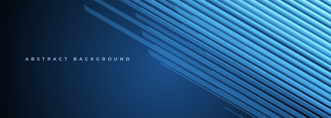 Poster - Vector blue modern abstract background with stripes. Stripped geometric corporate banner design. Wide horizontal background concept with lines pattern.