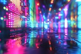 Fototapeta  - Neon Light Leaks Background with Bright Colors and Glowing Effects for a Futuristic Cyberpunk Vibe