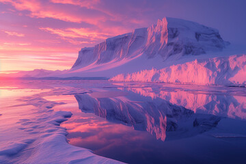 Poster - Breathtaking glacial scenery of the Arctic archipelago of Svalbard, Norway. Background image. Created with Generative AI technology