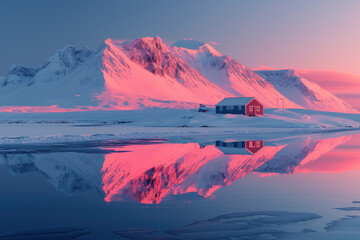 Poster - Breathtaking glacial scenery of the Arctic archipelago of Svalbard, Norway. Background image. Created with Generative AI technology