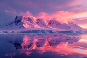 Poster - Breathtaking glacial scenery of the Arctic archipelago of Svalbard, Norway. Background image. Created with Generative AI technology