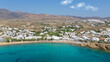 © aerial-drone - Aerial drone photo of small port and beach of Piso livadi in island of Paros, Cyclades, Greece