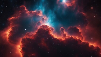 Wall Mural - explosion of space A cosmic firey scenery of a nebula, with a contrast of colors and a realistic effect 