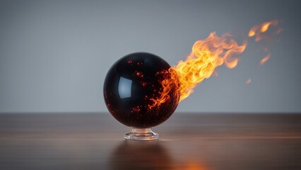 Wall Mural - ball with fire glass orb fireball 