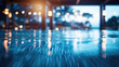 Blur light of bar or pub reflection on blue water swimming pool, summer party