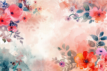 Poster - watercolor floral background