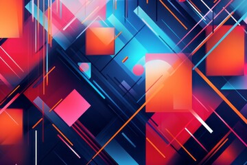 Wall Mural - Vibrant and eye-catching social media background with abstract geometric patterns