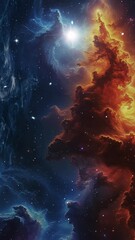 Wall Mural - An animated push through an energy field towards a red toned cosmic nebula.