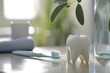 Macro Dentistry: Detailed Tooth Model and Brush on Clean Surface