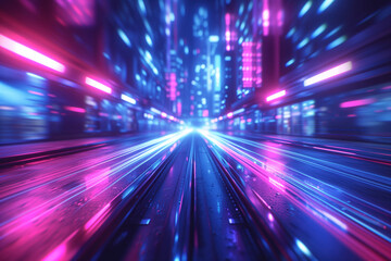 Poster - An abstract dynamic background symbolizing progress, future, dynamic, change, speed. Background image. Created with Generative AI technology