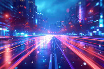 Poster - An abstract dynamic background symbolizing progress, future, dynamic, change, speed. Background image. Created with Generative AI technology