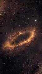 Wall Mural - An animated scene of an alien ring moving in space with cosmic dust and stars swirling.