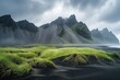 incredible views of the mountains from a black beach in Iceland