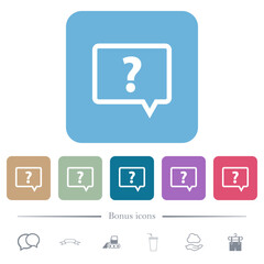 Sticker - Rounded square help chat bubble outline flat icons on color rounded square backgrounds