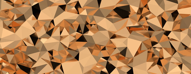 Wall Mural - Gold polygon background 3d rendering, 3d illustration. Abstract triangle background. Gold background. Abstract Gold polygon wallpaper