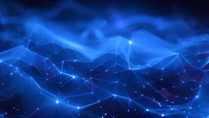 Abstract background of glowing blue mesh or interwoven lines on a dark background