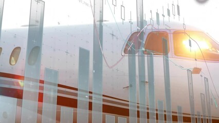 Poster - Animation of graphs processing data over jet plane on runway