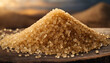 unrefined brown cane sugar pile, showcasing its texture and natural sweetness