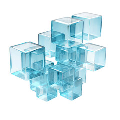 Cluster of interlocking cubes isolated on white or transparent background