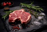 Fototapeta Dziecięca - Raw beef rib bone steak with spices