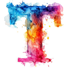 Wall Mural - Watercolor Letter T in Watercolor Isolated on Transparent or White Background, PNG